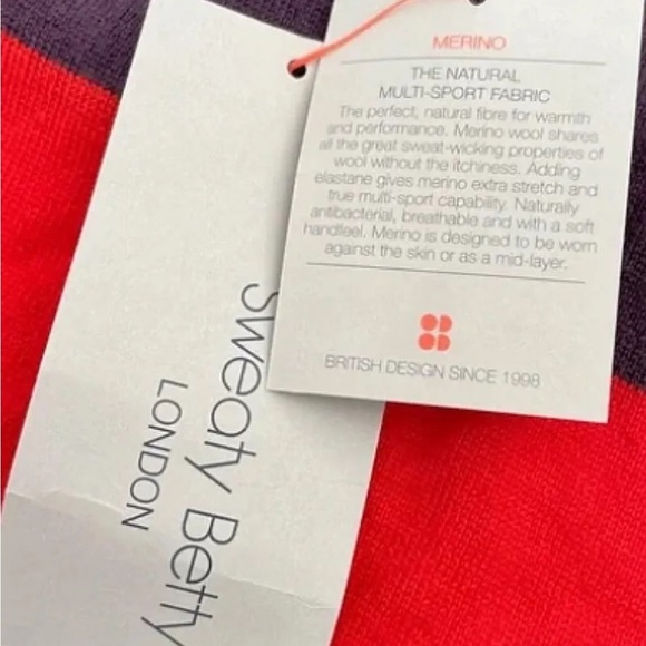 $150 Sweaty Betty Merino Wool Sweater XSmall Color Block High Crew Thumb Holes - Picture 8 of 13